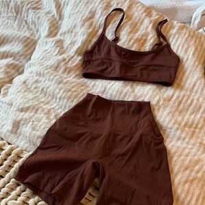Set Active. Brown Sports Bra and Shorts Set. BOTH SIZE XS AS A SET